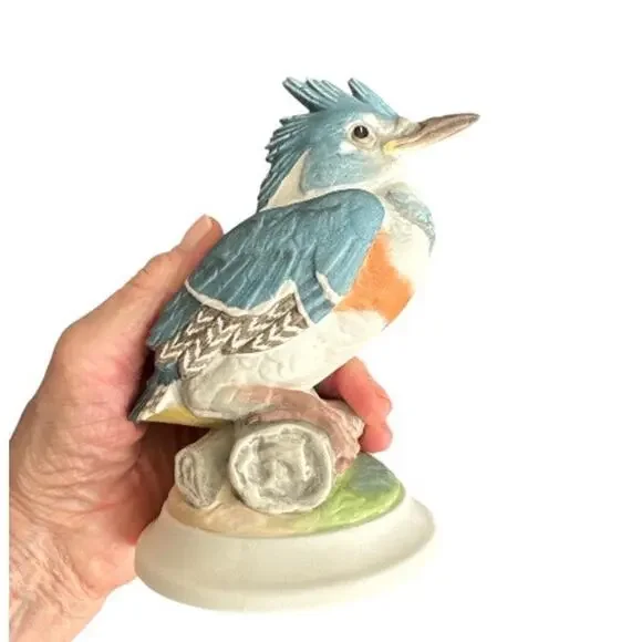 Boehm Fledgling Kingfisher Vintage Bisque Porcelain Bird Figurine